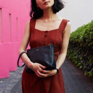 Lo & Sons Pearl Black Nappa Leather Crossbody Bag